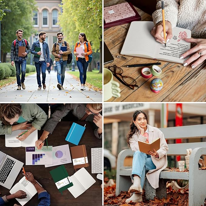 ViVin Lined Journal Notebooks for Work, 192 Pages, Medium 5.5 x 8.3 inch, College Ruled, A5 Hardcover Journaling Notebooks for Writing, 8 Pack Bulk