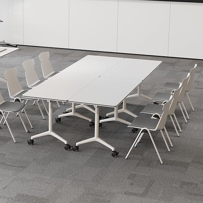 Folding Conference Room Tables 6 Pack, Foldable Modern Mobile Meeting Table Desk Training Table 6FT Large Rolling OfficeTable for Conference Training Classroom (6, 70.8" * 23.6" * 29.5")