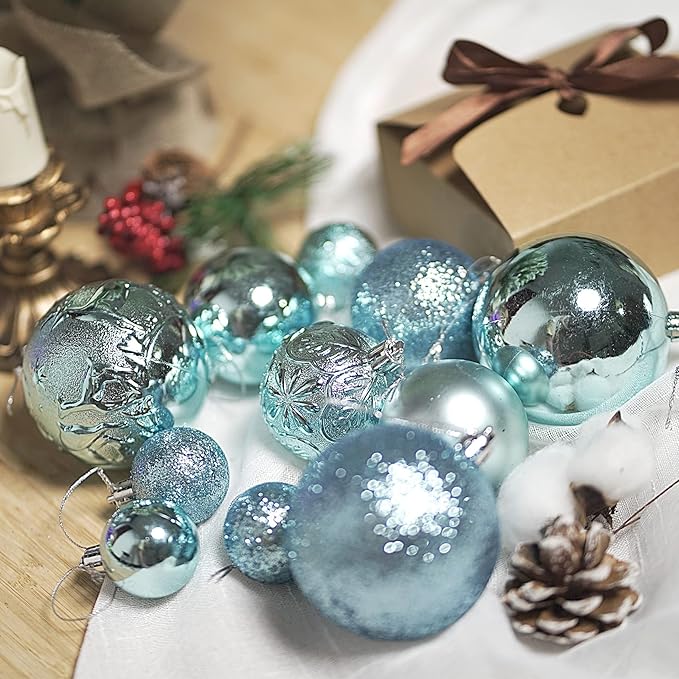 Christmas Ornaments for Xmas Trees,Multicolor Shatterproof Christmas Ball Ornaments Lake Blue