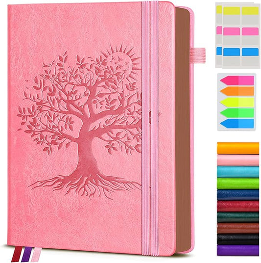 Vintage Leather Journal with 300 Numbered Pages,B5 Lined Journal for Men Women,Daily Journals for Writing,College Ruled Notebook for Work,School,Note taking,Travel Diary,Large (7" x 10")