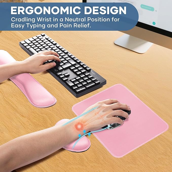 Office Ergonomic Memory Foam Computer Mouse and Keyboard Wrist Rest pad Support Carpal Tunnel, Wrist Rest for Keyboard and Mouse, Wrist Support Set