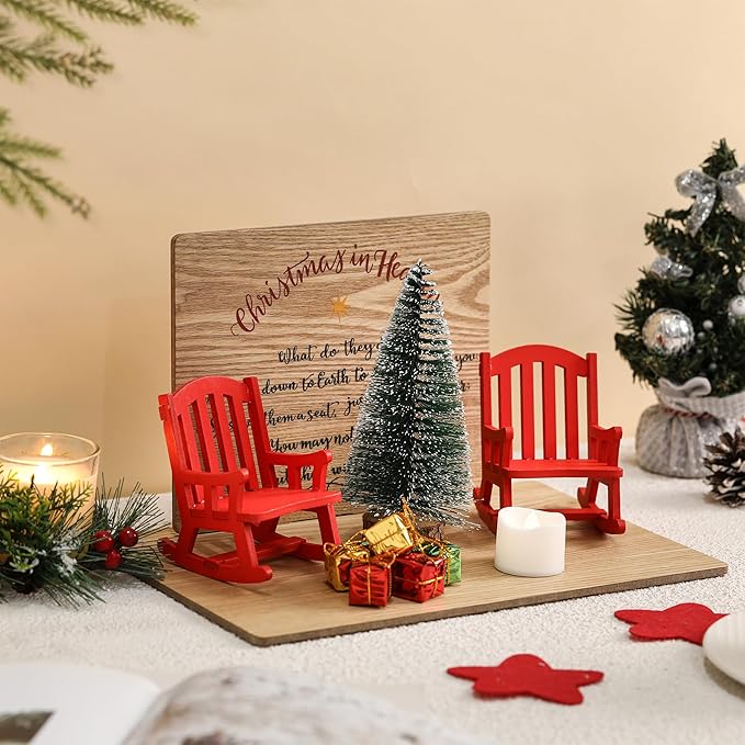 Christmas in Heaven Memorial Gift Empty Rocking Chair Ornament Save A Seat Memorial Xmas Decor Candle Holders Wooden Remembrance Sign