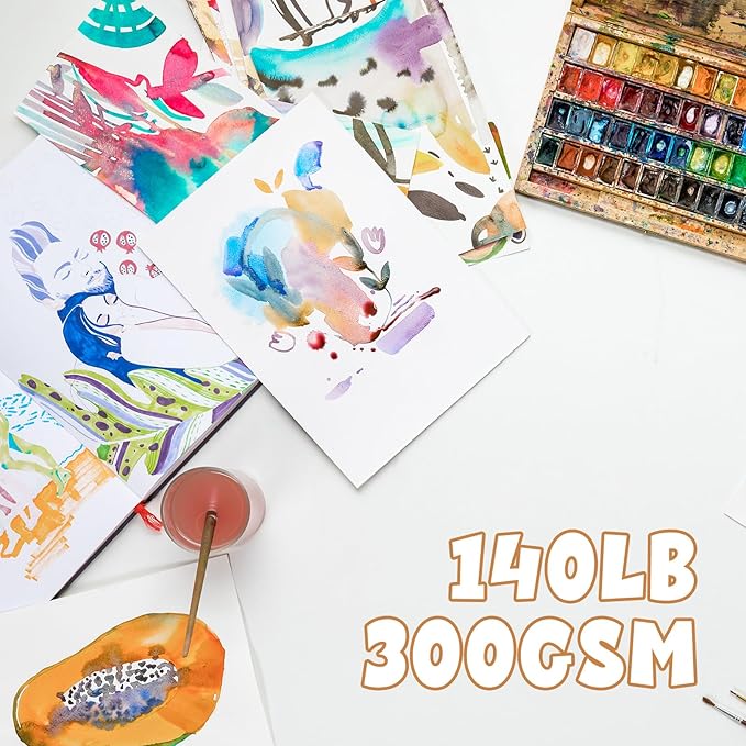 TaoBary 300 Pcs Watercolor Paper Sheet Bulk White Cold Press Paper Pack 140lb 300gsm Sketch Painting Watercolor Pad for Watercolorist Beginning Artists Adults Drawing Craft(5 x 7 Inch)