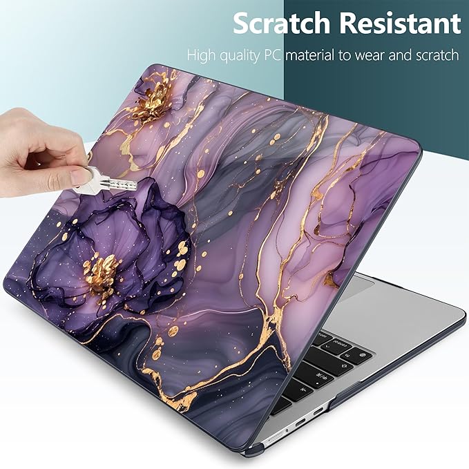 DONGKE Compatible with M4 MacBook Air 15 inch Case 2025-2023 A3241 A3114 A2941 M3 M2 Retina Display Touch ID, Plastic Hard Case & Keyboard Skin for MacBook Air 15" - Hydrangea