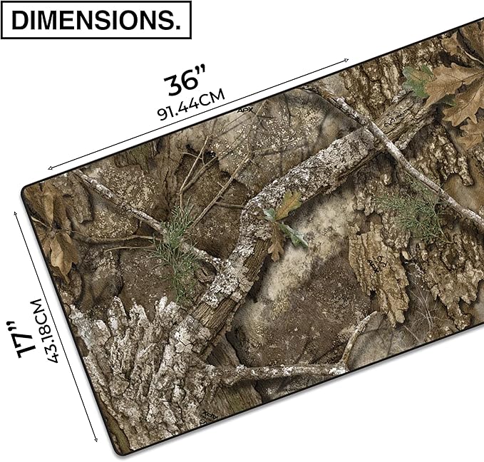 MPCO. Real Tree Large Gaming Desk Pad - 36" x 17" Aeroglyde Fabric APX – Without Logo Desk Mats - Non-Slip, Washable, Smooth Glide for Precision Gaming & Work
