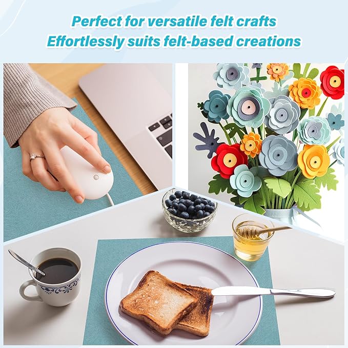 XSEINO 13 Rolls Light Gray Blue Felt Fabric,8"x35"(20.5x90cm) 1.4mm Thick Soft Felt Fabric Sheet for Crafts,Light Gray Blue Series Colors Soft Nonwoven Fabric,Fit for Decoration, Sewing, DIY Crafts