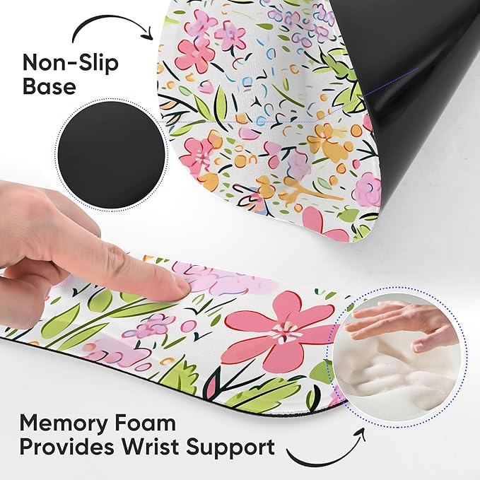 RICHEN Mouse Pad and Keyboard Wrist Rest, 3-in-1 Computer Mousepad and Coaster Set, Non-Slip Keyboard Wrist Rest and Mouse Pad Set Ergonomic Design (YKMWR-54)