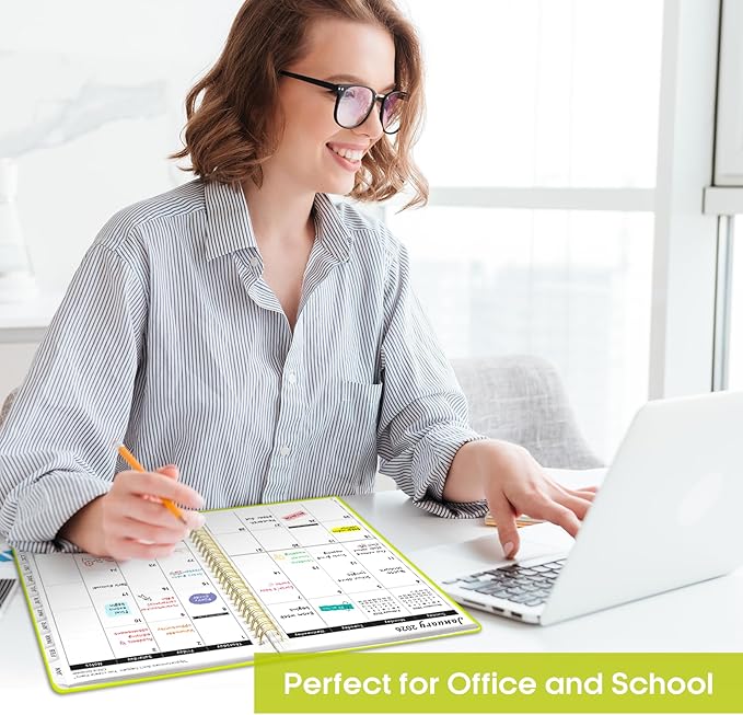 2026 Planner, Weekly and Monthly Calendar Planner, January 2026 - December 2026, Hardcover 2026 Calendar Planner Book with Tabs For Women & Men, Inner Pocket, Spiral Bound, Perfect for Office Home School Supplies - A4 (8.5" x 11"), Lemon Yellow