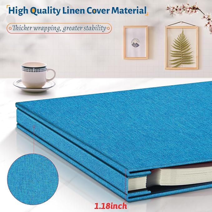 Photo Album Self Adhesive Scrapbook,60 Pages Large Photo Book for 4x6,5x7,8x10 Pictures,DIY Album for Baby Wedding Family Travel Birthday,with Metallic Pen and Scraper