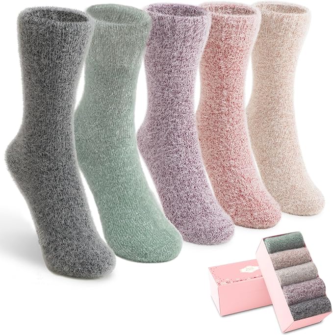 5 Pairs Fuzzy Soft Cozy Comfortable Socks for Women, Casual Sleep Comfy Socks, Perfect Warm Winter Gifts for Women