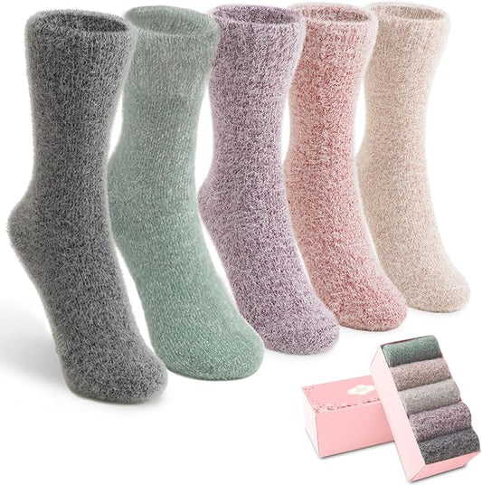 5 Pairs Fuzzy Soft Cozy Comfortable Socks for Women, Casual Sleep Comfy Socks, Perfect Warm Winter Gifts for Women