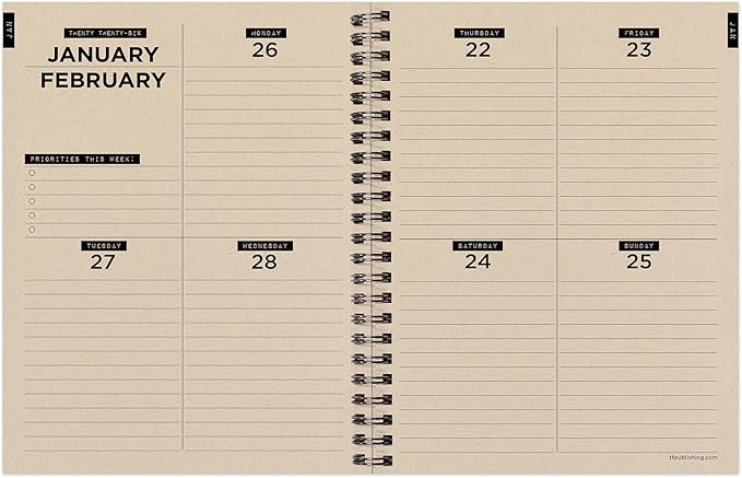 TF Publishing 2026 Rolling Waves Medium Weekly Monthly Planner with 12-Month Calendar Grid, Goals and Task Trackers - Weekly Schedule Planner with Priority List Section and Stickers - 6.5in x 8in