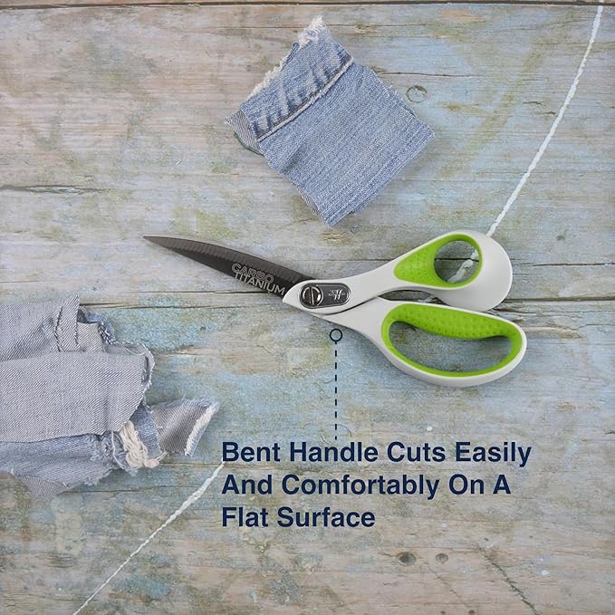 Westcott 9-Inch CarboTitanium Heavy Duty Fabric Scissors with Soft Bent Handle and Serrated Blade, Ideal for Sewing, Crafting, and Utility Fabrics