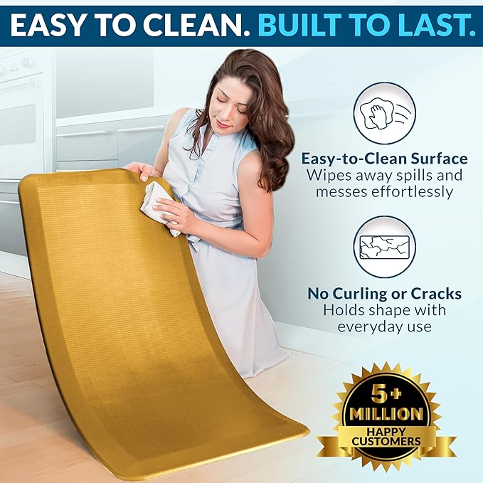 ComfiLife Anti Fatigue Floor Mat – 3/4 Inch Thick Kitchen Mats for Floor, Standing Desk Mat, Kitchen Rug – Comfort at Home, Office – Durable – Stain Resistant – Non-Slip Bottom (20" x 32", Mustard)