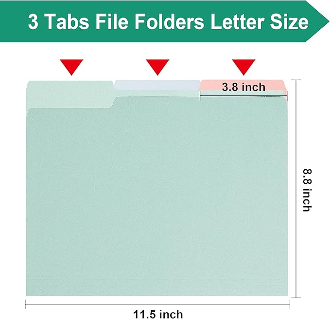 pmybupo18 Pack Colored File Folders,1/3 Cut,Letter Size File Folders,Decorative Multicolor Durable 11pt Paper,Two-Tone Design (5655U)
