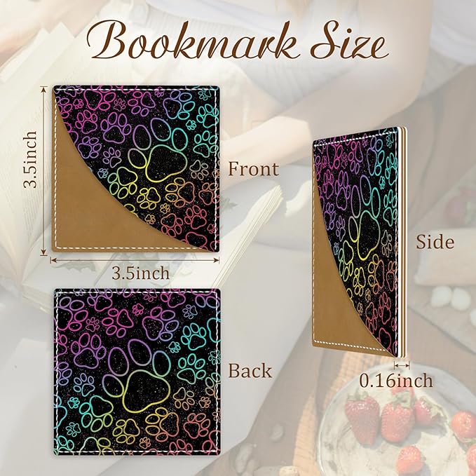 Cute Dog Cat Paws Corner Bookmarks, Funny Leather Book Accessories for Book Lovers, 3 Pcs Reading Book Page Markers for Women Men Student Teacher Girls Boys Kids Retirement Birthday Gifts