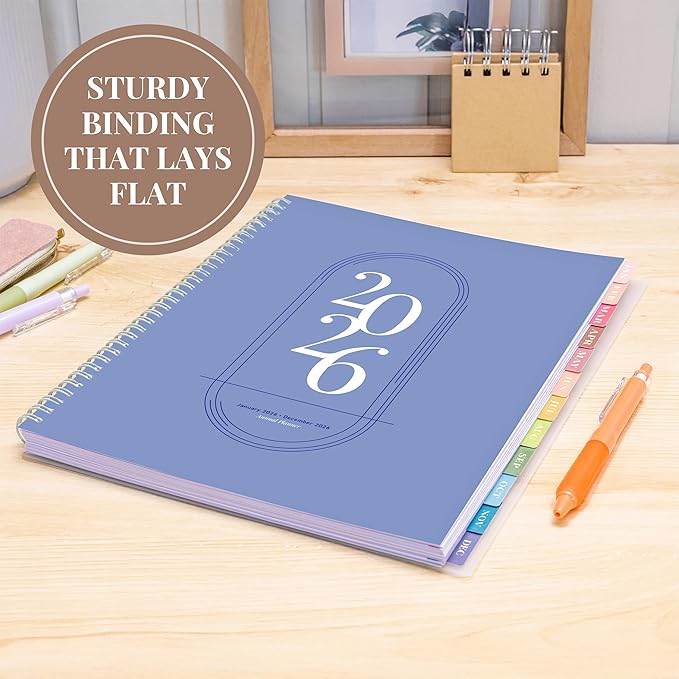 Rileys 2026 Planner, Agenda Planner With Weekly And Monthly View, Daily Agenda Book And Yearly Planners Calendar Book, Spiral Bound With Tabs, Notes, Goals And Holidays (Blue, 8.5 x 11 in)