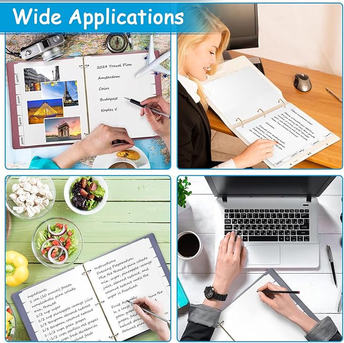 Binder Dividers for 3 Ring Binder, 1/8 Cut Tabs, Letter Size, Blank Write On Page Dividers with 8 Big Tabs for School Office Home, 4 Sets, 32 Dividers, White