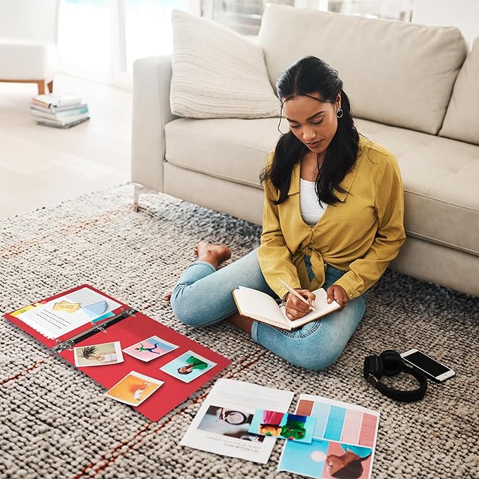 Samsill Durable 2 Inch Binder, Made in The USA, D Ring Binder, Customizable Clear View Cover, Ruby Red, Holds 475 Pages