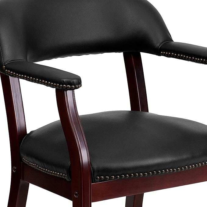 EMMA + OLIVER Black Vinyl Luxurious Conference Chair with Casters