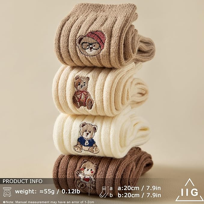 IIG Cute Warm Wool Socks for Women Super Cozy Thick Crew Winter Socks Gifts, 5 Pairs