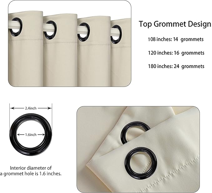 BONZER Room Divider Blackout Curtain Extra Wide Room Darkening Total Privacy Wall Noise Reducing for Living Room, 96L x 120W Inch (8L x 10W ft), 1 Panel, Cream