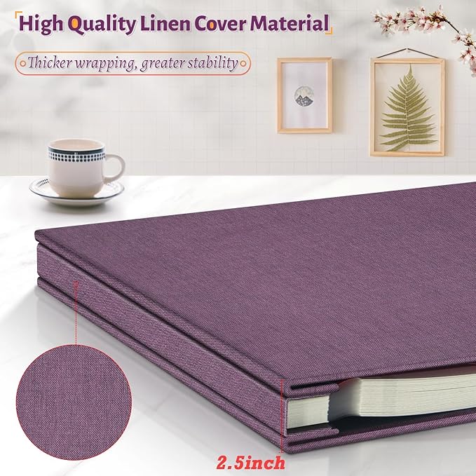 Photo Album Self Adhesive Scrapbook,120 Pages Large Photo Book for 4x6,5x7,8x10 Pictures,DIY Album for Baby Wedding Family Travel Birthday,with Metallic Pen and Scraper