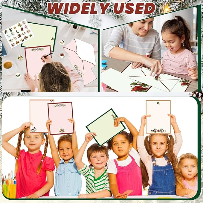 250Pcs Christmas Stationery Paper and Envelope Set with 100 Letterhead Papers and 50 Envelopes, 10 Design for Letter Writing Invitations Computer Holidays Party Notes, 8.5x11 Inch-Holy