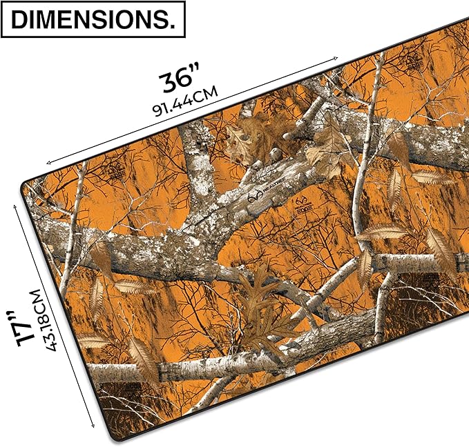 MPCO. Real Tree Large Gaming Desk Pad - 36" x 17" Duraglyde Fabric Edge Orange – Without Logo Desk Mats - Non-Slip, Washable, Smooth Glide for Precision Gaming & Work