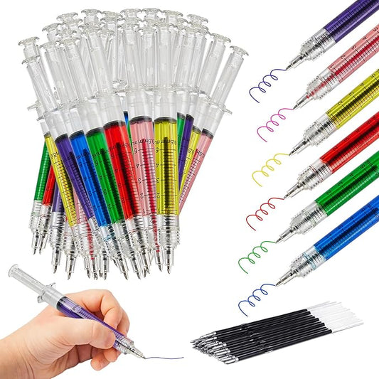 Syringe Pens Multi-Color Matched Colored Inks Retractable Fun Nursing Student School Supplies Novelty Pen for Nurses - Goody Fillers and Prizes, Party Favors (48 Pack)