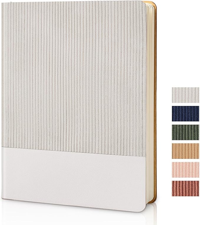 Lined Journal Notebook for Work College Ruled Note Book 7.2"x9.6" B5 PU Leather Daily Journaling 160 Pages for Women Men Writing Home School Supplies Business (Grey)