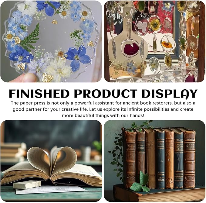 JUPEAN Book Press—7.9”x11.6” Wooden Book Binding Press Bookbinding Kit Portable and Easy Assemble Books Binding Kits for DIY Bookbinding