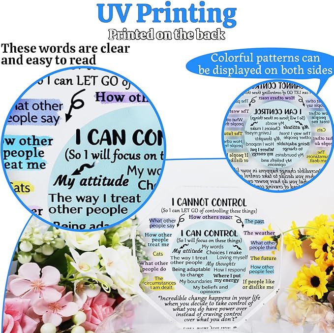 Ewong Things I Can Control Mental Health Decor, Acrylic Sign for Therapist Office, School Counselor, Psychologist Room Art Decoration, Therapy Desk Plaque for Bedroom Classroom (Octagon-Light cyan)