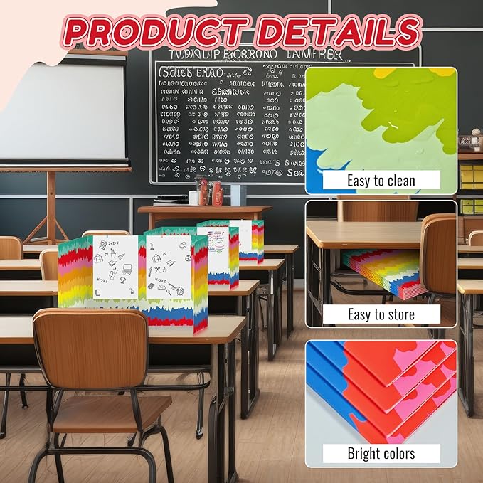 Cinrobiye 24 Pcs Inspirational Privacy Folders Standard for Students Cardboard Shields Test Privacy Boards Motivational Words Desk Dividers Shield for Classroom School Study Supplies (Tie-Dye)