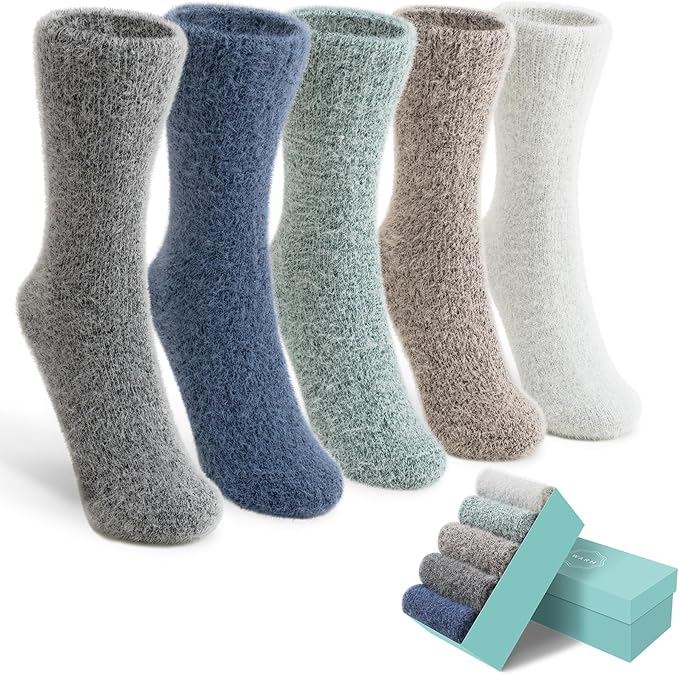 5 Pairs Fuzzy Soft Cozy Comfortable Socks for Women, Casual Sleep Comfy Socks, Perfect Warm Winter Gifts for Women