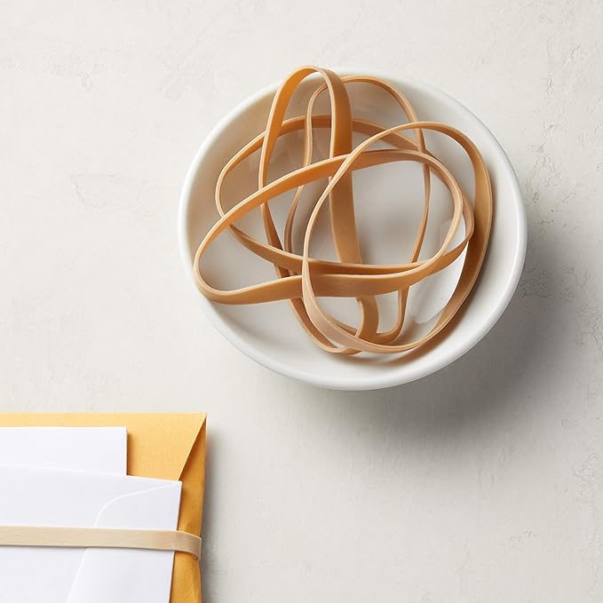 Amazon Basics Rubber Bands, Size 64 (1/4"), 320 Bands/1 lb Pack, 3-Pack, Tan