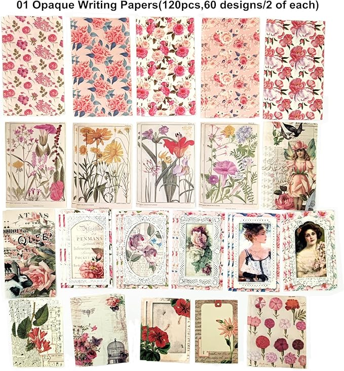 200PCS Vintage Scrapbooking Supplies Pack, Aesthetic Scrapbook Sticker Paper Art Journaling Kit for Bullet Junk Journals,Planner,Cottagecore Decor Gifts (Pink Series)