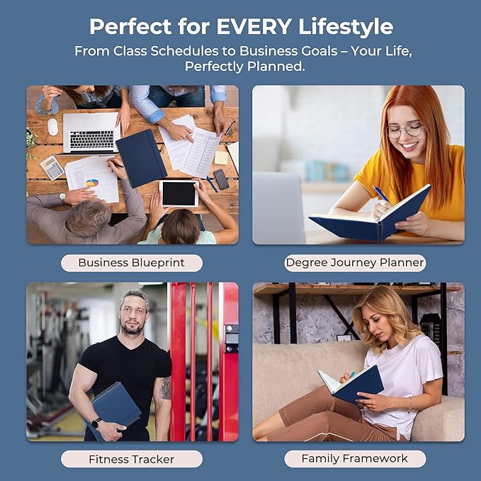 Planner 2026 Daily Weekly and Monthly,11.5"x8.5",12 Months Spiral Bound Calendar Agenda with Self-adhesive Pen Holder,2026 Appointment Book with Vegan Leather Soft Cover,Blue