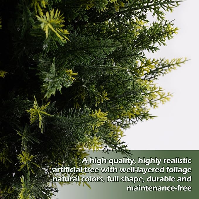 40inch Artificial Cedar Christmas Trees, 2 Sets Faux Cypress Topiary with Spikes, Weatherproof UV Resistant Fake Shrubs Cypress for Outdoor Front Porch Planters, Topiary Bush Balls Decor