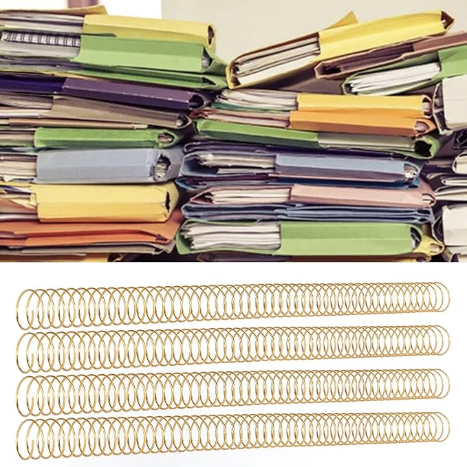 100pcs Total Spiral Binding Coil, 170 Sheets Capacity 4:1 Pitch and 48 Loops 360 Degree Rotation Wire Binding Spines for Size Paper of 8.5 x 11inch, Set Kit for A4 (Gold)