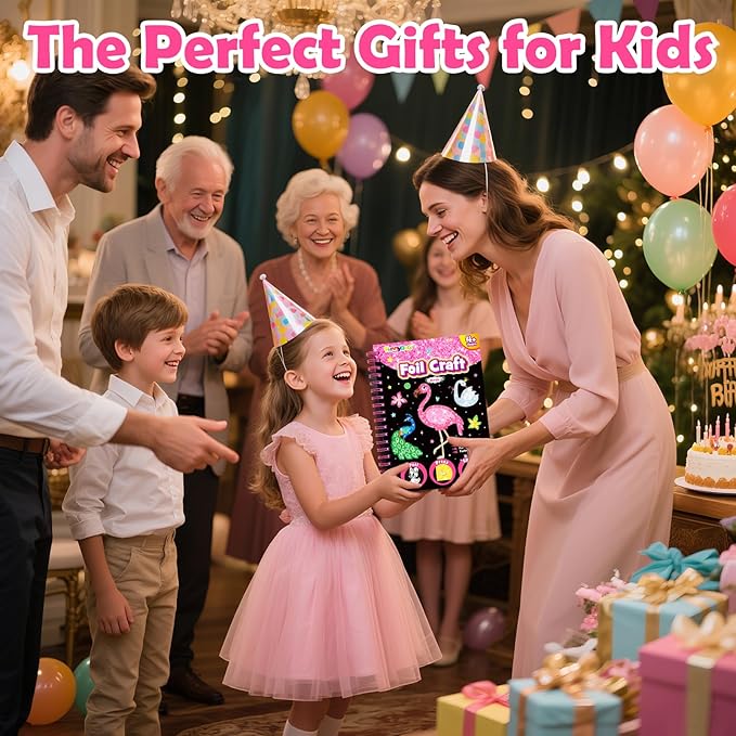 FUNNYB&G Foil Art Craft for Kids - Christmas Crafts Gift Party Favors Stocking Stuffers for Kids Fun Art Supplies Creative Birthday Gift Travel Toys for Girls Boys 4 5 6 7 8 9 Years Old(Birds)