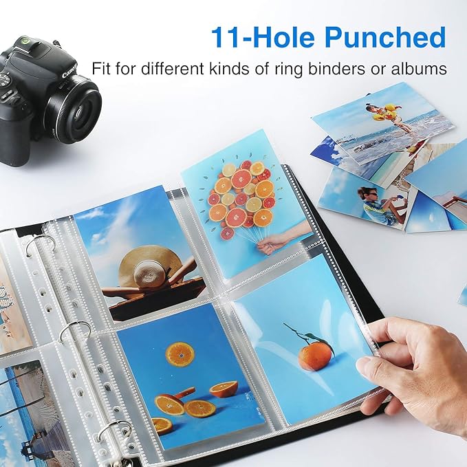 Sooez 30 Pack Heavy Duty Photo Sleeves for 3 Ring Binder (240 Pictures), 3.5x5 Plastic Album Refill Pages, Clear Archival Sleeves, Seed Binder Pages 8.5x11