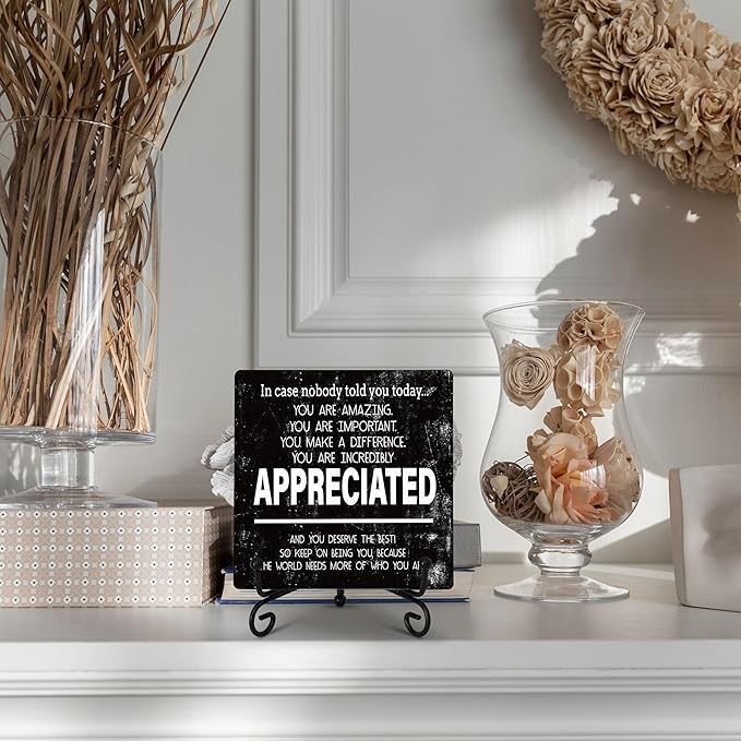 Funny Office Desk Decor, Appreciated Wooden Sign with Stand, Birthday Christmas Thank You Gifts for Women Men Leader Boss Mentor Coworkers, Cute Cool Desk Accessories for Home Office-B15