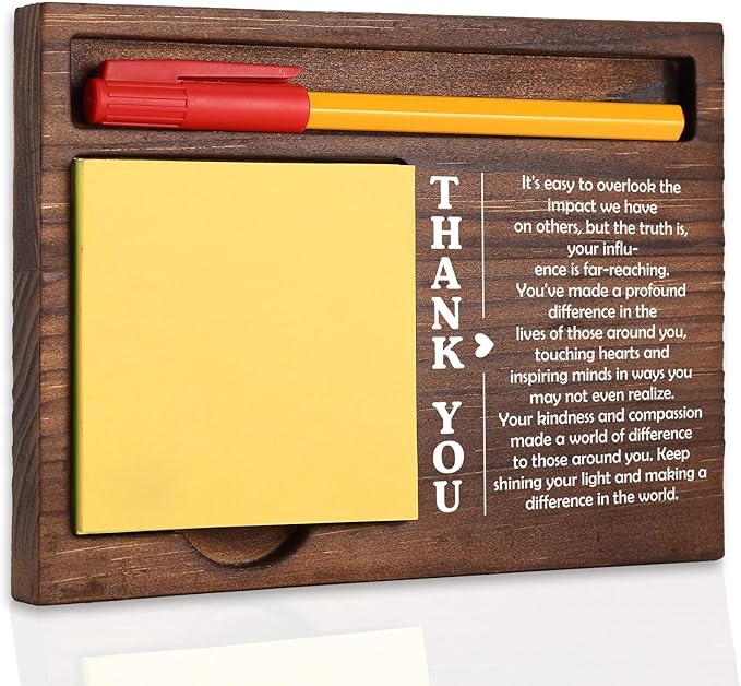 Thank You Desk Organizer Inspirational Motivational Gift for Teachers Nurses Professionals, Perfect for Retirement New Job Farewell, Office Stuff Sticky Note Pad Holder Dispenser TBC169