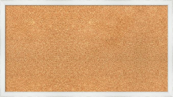 Amanti Art Natural Cork Board for Wall, 15x27 Vision Board with White Frame, Medium Corkboard Office Decor for Home Organization, Country Rustic Corkboard Pinboard to Display Items for Home