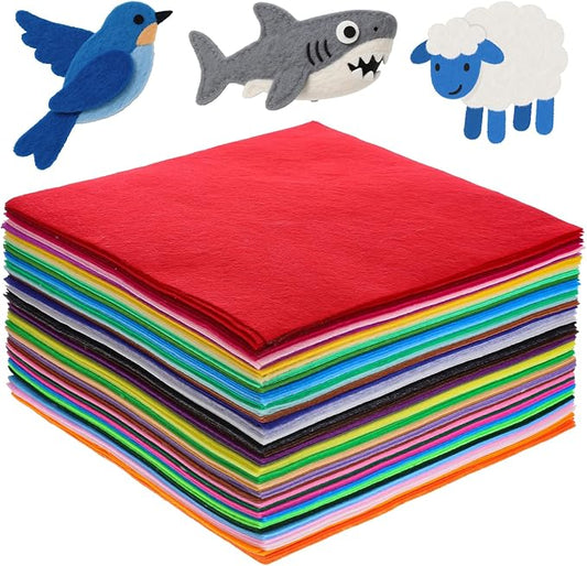 120 Pcs 12 x 12 Inch Felt Sheets for Craft Assorted Color Squares Fabric Sheets for DIY Crafts Sewing Patchwork