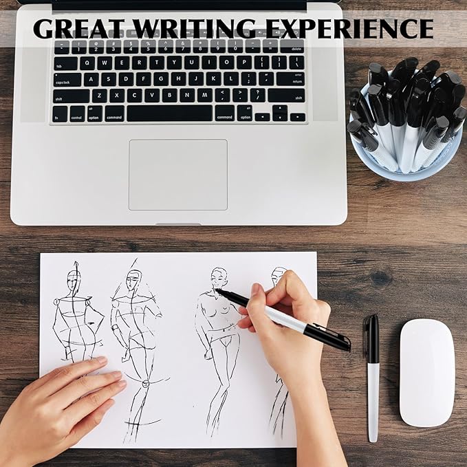 200 Pack 0.4mm Ultra Fine Point Permanent Marker Bulk, Fine Tip Permanent Markers Set, Quick Dry, Waterproof, Durable, Works on Paper, Glass, Ceramic, Plastic, Wood, Rock, Metal (Black)