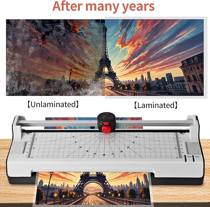 9 Inch Laminator Machine for Documents and Photos, 7 in1 A4 Thermal Laminator Machine with Never Jam Technology, 15 Laminating Sheets, 5 Mil Thick, Use for Home Office School