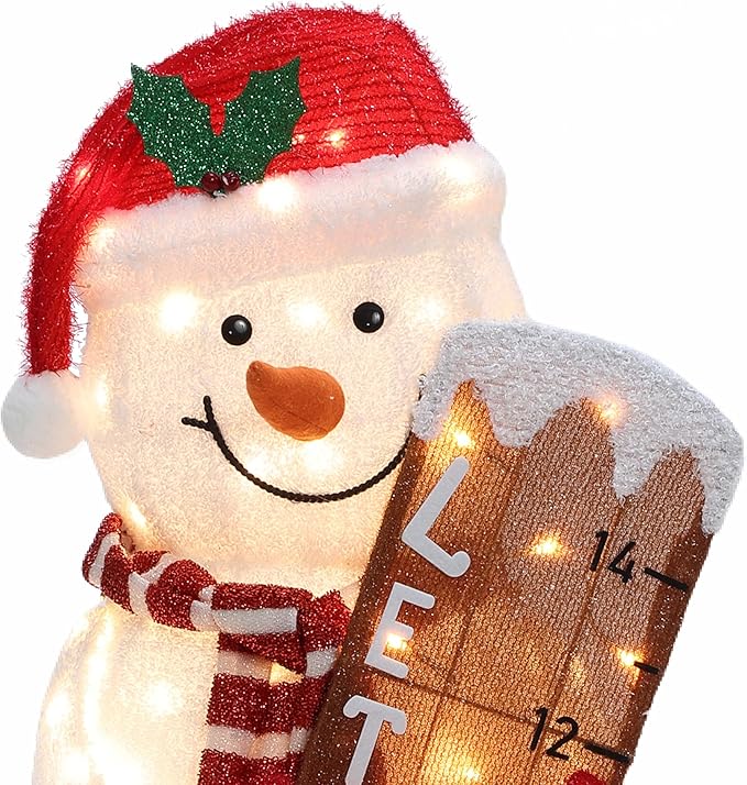 LuxenHome 3.5FT Lighted Snowman Outdoor Christmas Decorations, Light Up Snowman Holding Let It Snow Sign Christmas Decor, Xmas Decorations Outdoor, Indoor for Porch, Lawn Holiday Display