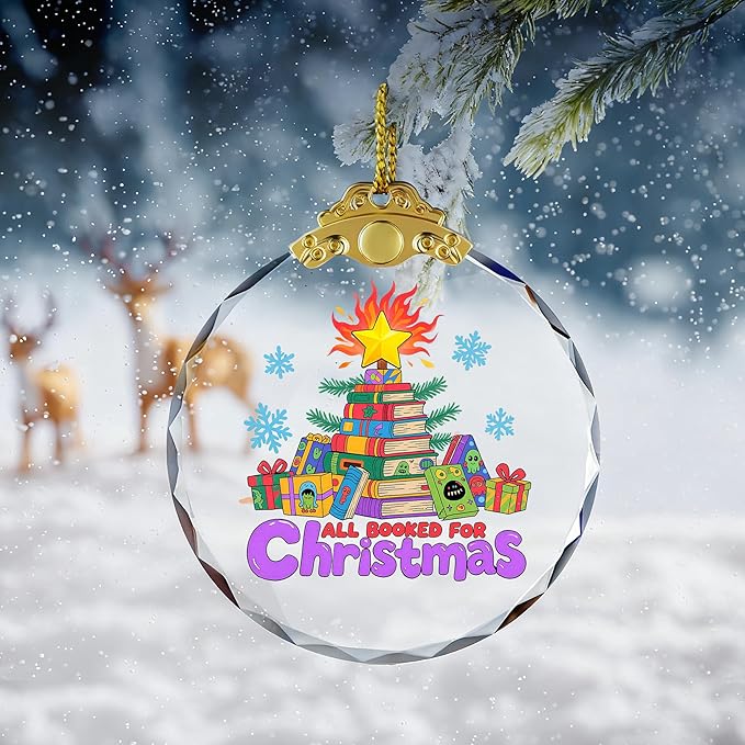 Book Ornaments for Christmas Tree Gifts for Book Lovers - Gift for Reading Lover Women - Gift Ideas for Bookworm, Women, Librarian, Nerd - Glass Ornamen